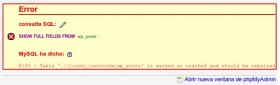 Error PhpMyAdmin