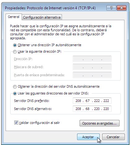 Configuracion DNS Windows7