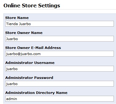 Configurar osCommerce