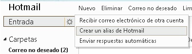 crear un alias de hotmail