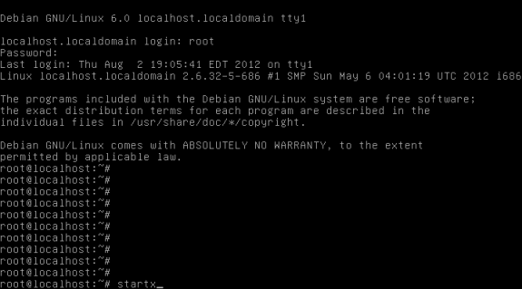startx root Debian Live VTWM