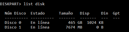 List Disk Diskpart